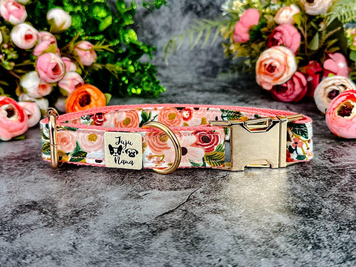 Rifle paper co floral dog collar/ girl flower rosa Ranunculus dog collar/ custom boho summer autumn dog collar/ large small puppy dog collar