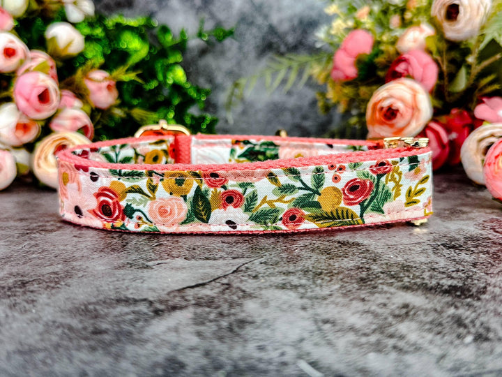 Rifle paper co floral dog collar/ girl flower rosa Ranunculus dog collar/ custom boho summer autumn dog collar/ large small puppy dog collar