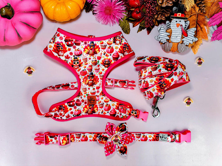 Thanksgiving dog harness - Pink Turkey