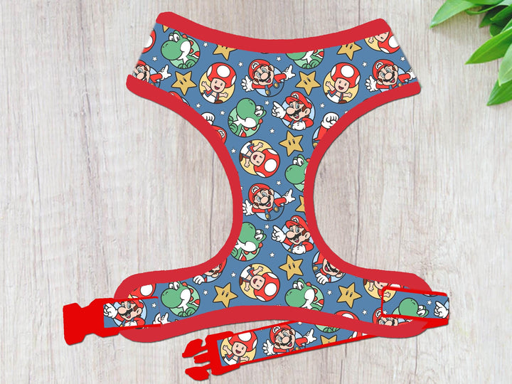 Super mario bros dog harness vest/ cute patriotic boy dog harness/ bowser toad video game harness/ 4th of july custom dog harness accessory