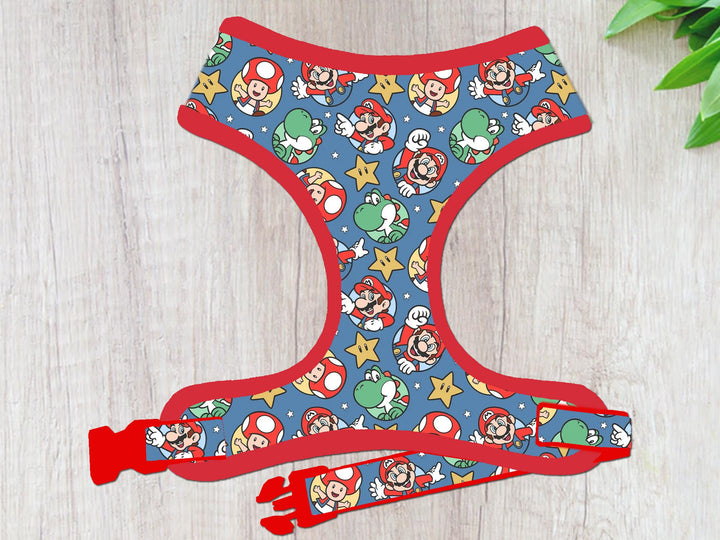 Super mario bros dog harness vest/ cute patriotic boy dog harness/ bowser toad video game harness/ 4th of july custom dog harness accessory