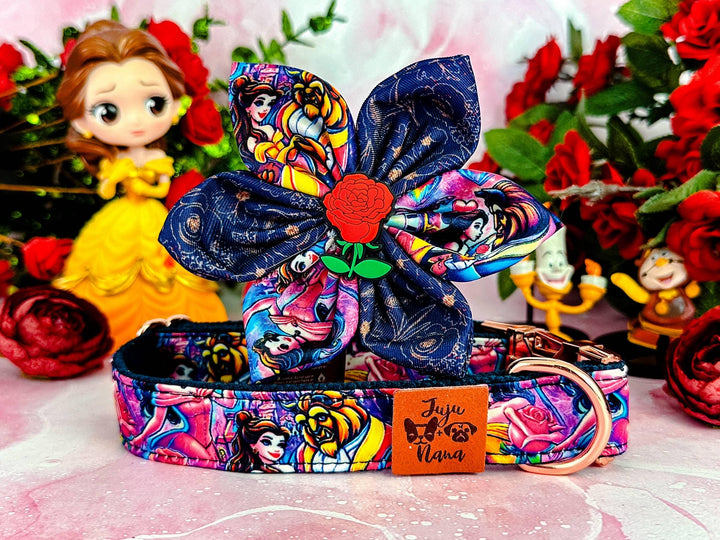 Princess Belle dog collar flower/ beauty and the beast dog collar