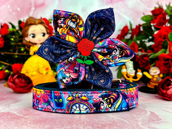 Princess Belle dog collar flower/ beauty and the beast dog collar