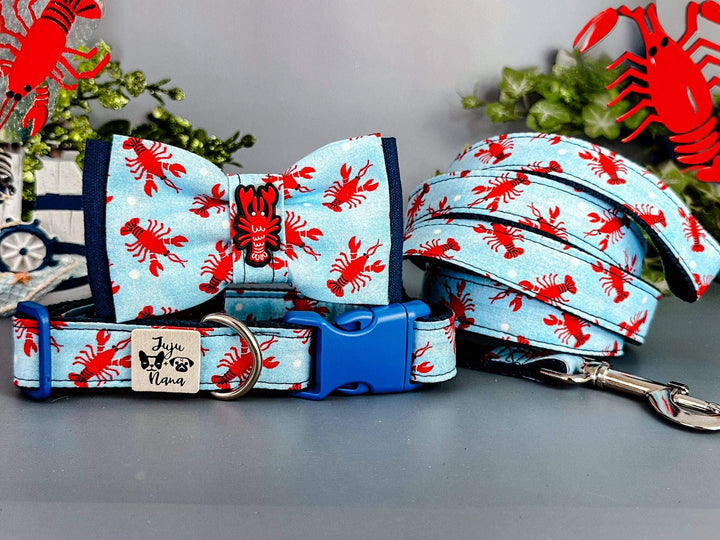 Nautical lobster dog harness leash set/ beach ocean dog lead and harness vest/ vacation sea world harness/ small medium custom dog harness