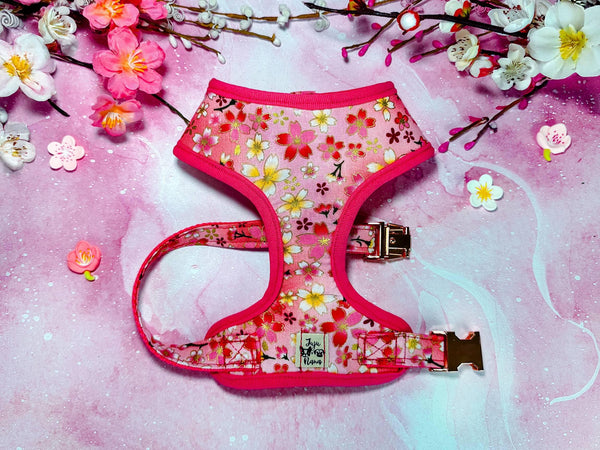 Japanese Kimono Dog harness - glitter sakura - Pink