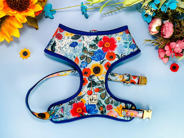 Rifle paper co dog harness - Blossom in light Blue
