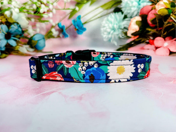 Rifle paper co Floral dog collar/ girl boho collar/ small large dog/ puppy flower collar/ female black dog collar/ personalized collar