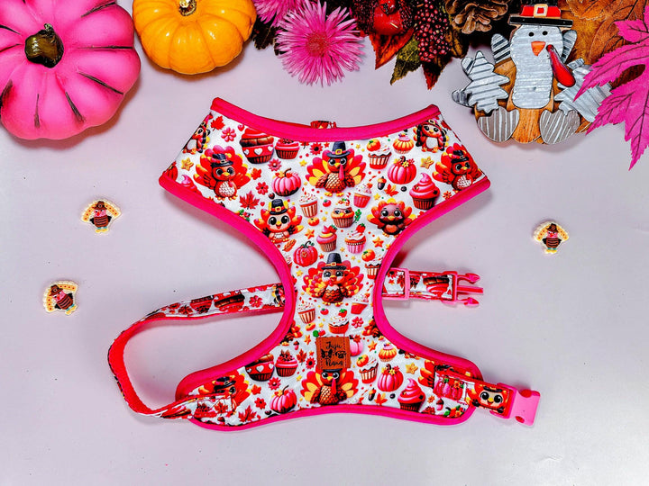 Thanksgiving dog harness - Pink Turkey