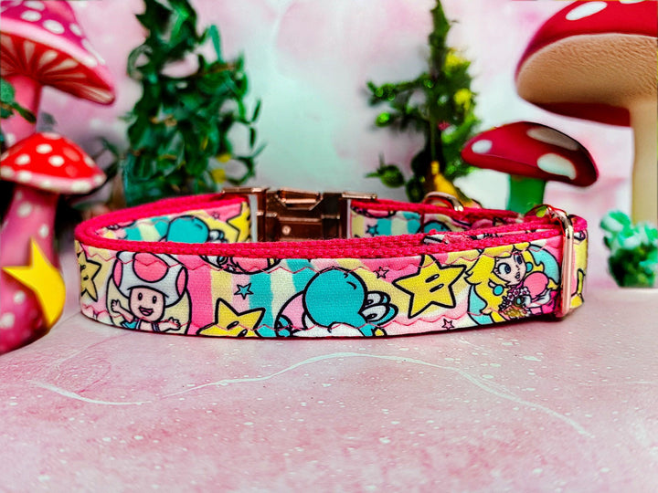 princess peach dog collar/ Super Mario bowser taod dog collar/ cute rainbow summer girl dog collar/ tv game cartoon pet collar accessory