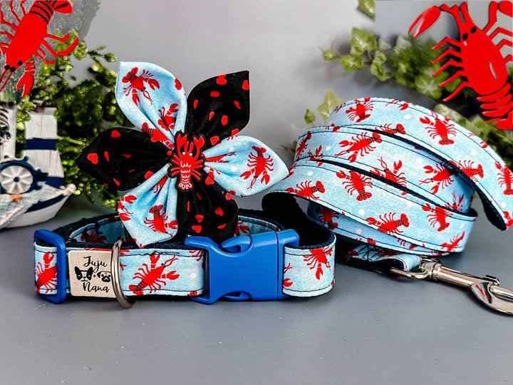 Nautical lobster dog harness leash set/ beach ocean dog lead and harness vest/ vacation sea world harness/ small medium custom dog harness