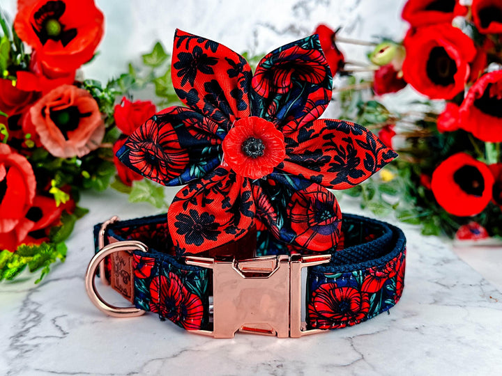 Dog collar with flower - Poppy