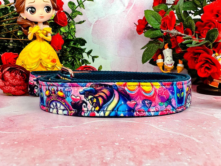 beauty and beast dog collar/ princess belle dog collar/ vintage rose floral girl dog collar/ character cartoon pet collar accessory gift