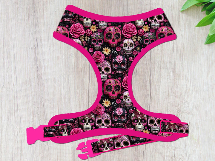 Halloween sugar skull dog harness vest/ day of the dead dog harness