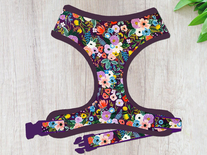 floral dog harness vest/ rifle paper co dog harness/ spring summer dog harness/ garden party flower dog harness/ cotton steel dog harness