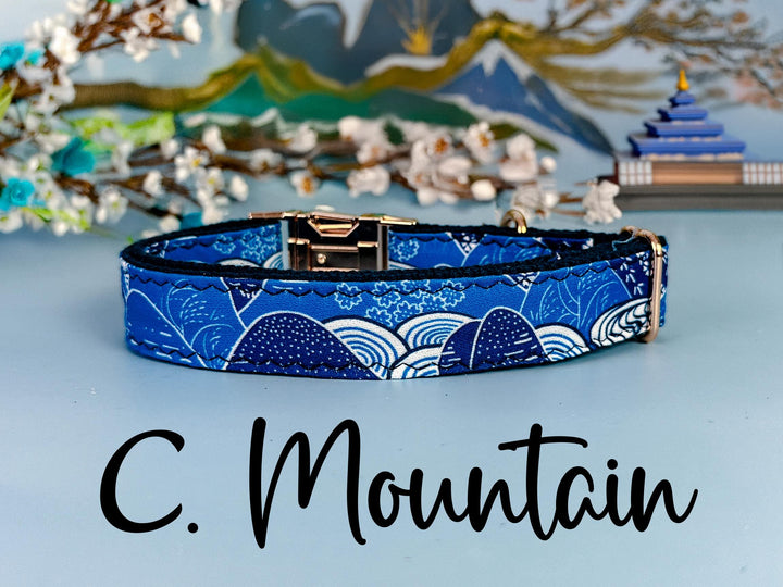 Japanese Kimono floral Dog Collar/ Sakura Cherry Blossom flower Pet Collar/ Traditional Japanese plum Geometric mountain Dog Accessory gift