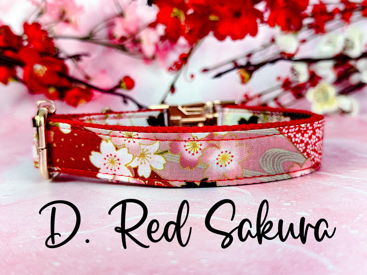 Japanese Kimono floral Dog Collar/ Sakura Cherry Blossom flower Pet Collar/ Traditional Japanese plum Geometric mountain Dog Accessory gift