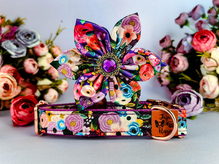 rifle paper co Floral dog collar leash set/ girl flower dog collar and leash/ female puppy collar and lead/ boho small large dog collar