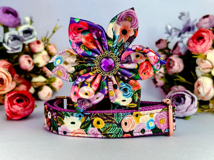rifle paper co Floral dog collar leash set/ girl flower dog collar and leash/ female puppy collar and lead/ boho small large dog collar