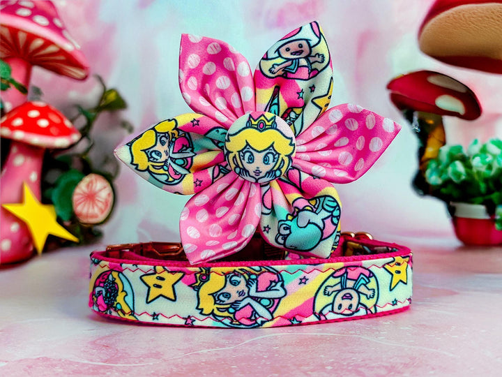 Dog collar with flower - Princess Peach