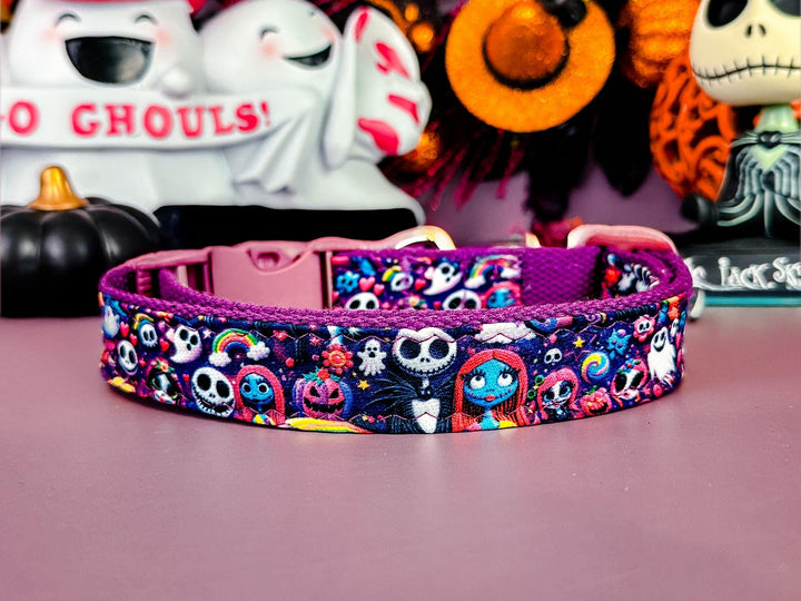 Halloween nightmare dog collar/ jack sally Skelton spooky dog collar/ valentine skull dog collar/ ghost character pet christmas accessory