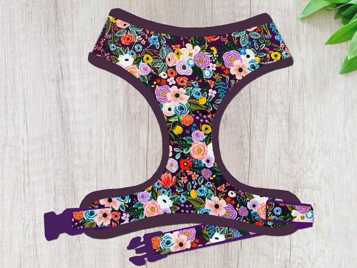 floral dog harness vest/ rifle paper co dog harness/ spring summer dog harness/ garden party flower dog harness/ cotton steel dog harness
