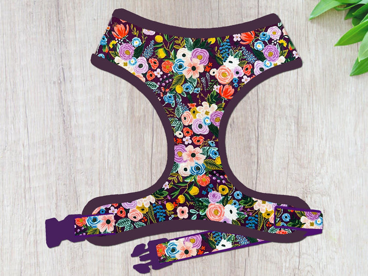 floral dog harness vest/ rifle paper co dog harness/ spring summer dog harness/ garden party flower dog harness/ cotton steel dog harness