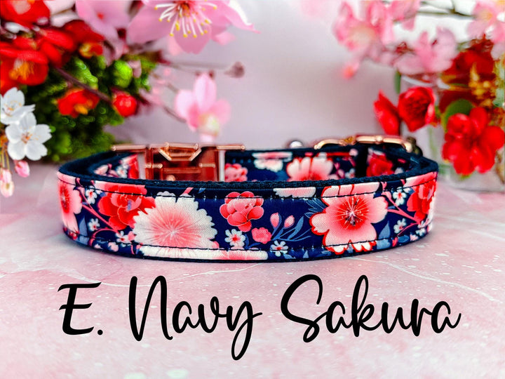 Japanese Kimono floral Dog Collar/ Sakura Cherry Blossom flower Pet Collar/ Traditional Japanese plum Geometric mountain Dog Accessory gift