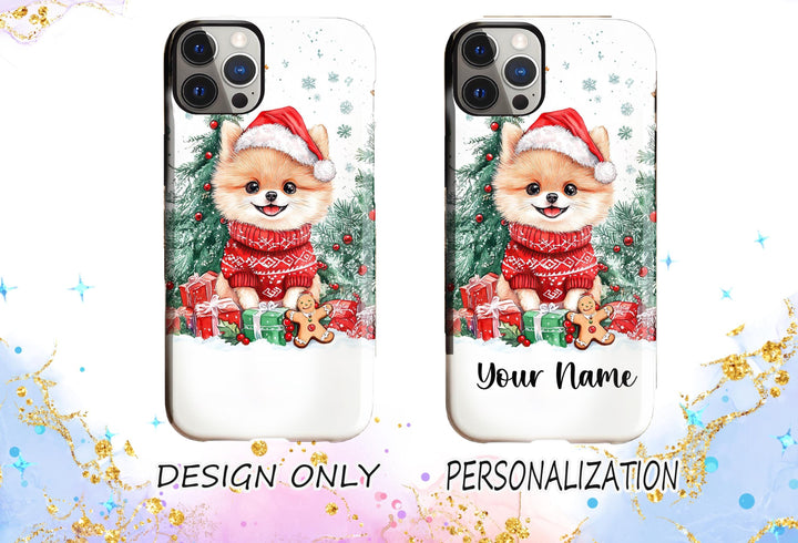 Christmas Pomeranian dog Iphone magsafe case/ custom Christmas gift dog owner lover for her/ personalized phone cover/ samsung phone case
