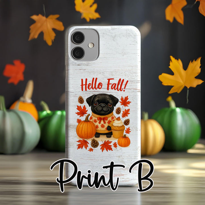 custom fall pug iPhone samsung Case/ autumn magsafe Phone Cover/ harvest Personalized Case/ Gift for her dog lover/ thanksgiving dog case