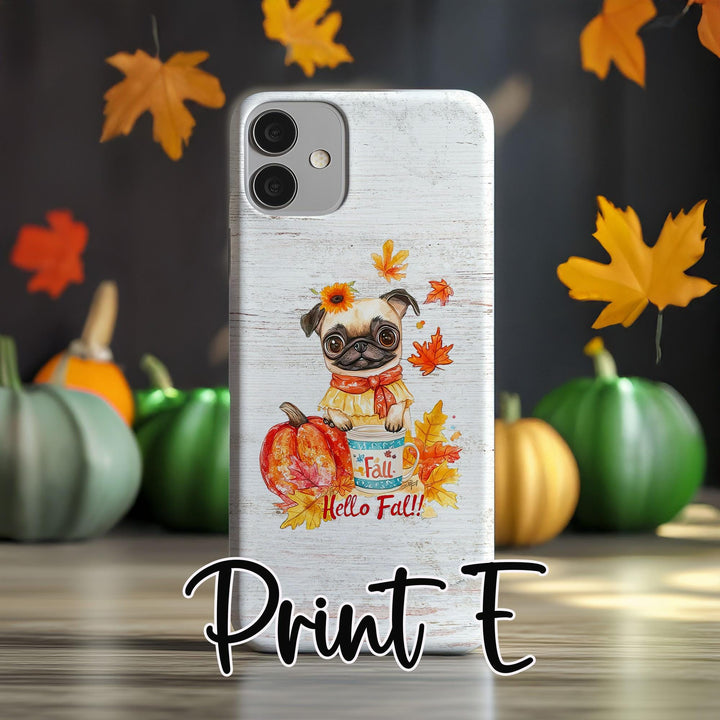 custom Autumn pug iPhone samsung Case/ Fall magsafe Phone Cover/ thanksgiving Personalized Case/ Gift for her dog lover/ harvest dog case