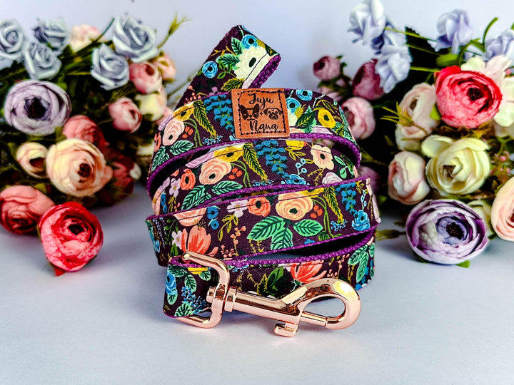 rifle paper co Floral dog collar leash set/ girl flower dog collar and leash/ female puppy collar and lead/ boho small large dog collar