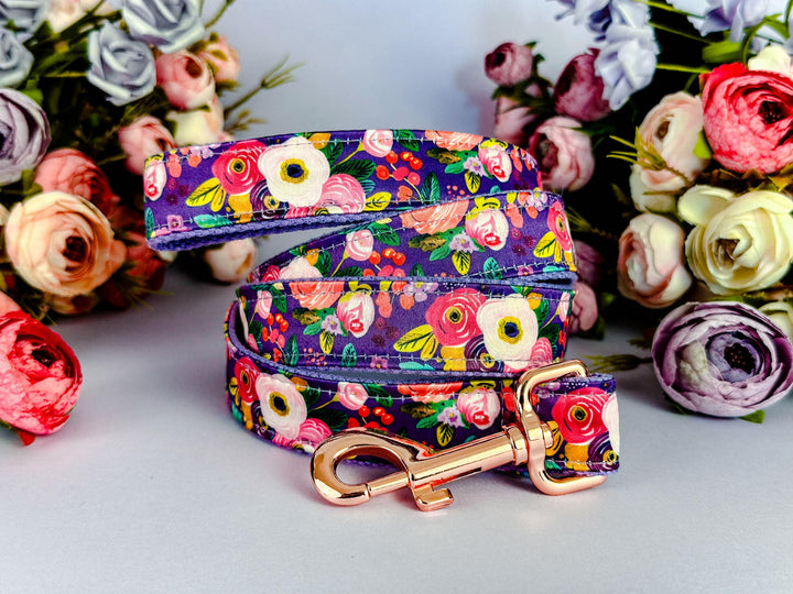 purple rose floral dog collar/ flower girl dog collar/ custom personalized collar/ pet accessory/ large small dog collar/ gift for dog puppy