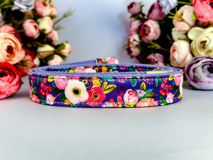 purple rose floral dog collar/ flower girl dog collar/ custom personalized collar/ pet accessory/ large small dog collar/ gift for dog puppy