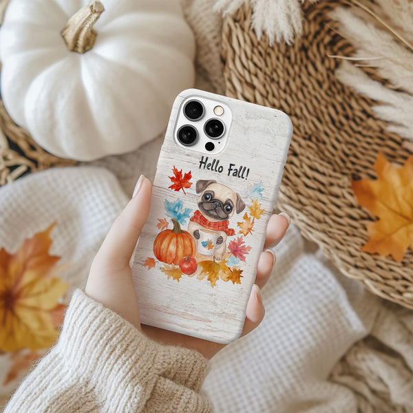 custom fall pug iPhone samsung Case/ autumn magsafe Phone Cover/ harvest Personalized Case/ Gift for her dog lover/ thanksgiving dog case