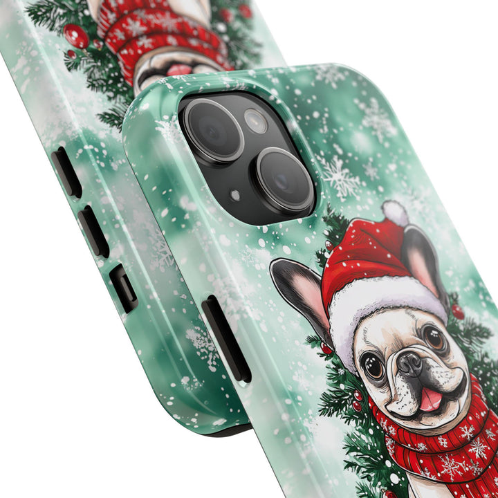 custom Christmas french bulldog phone case/ winter frenchie phone cover/ samsung iphone case/ Christmas gift for dog lover owner her him