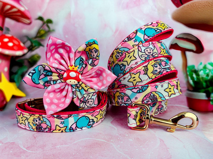 Dog collar with flower - Princess Peach