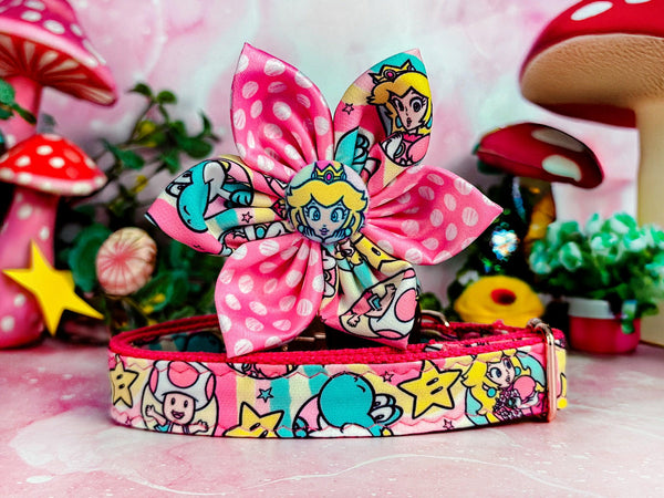 Dog collar with flower - Princess Peach