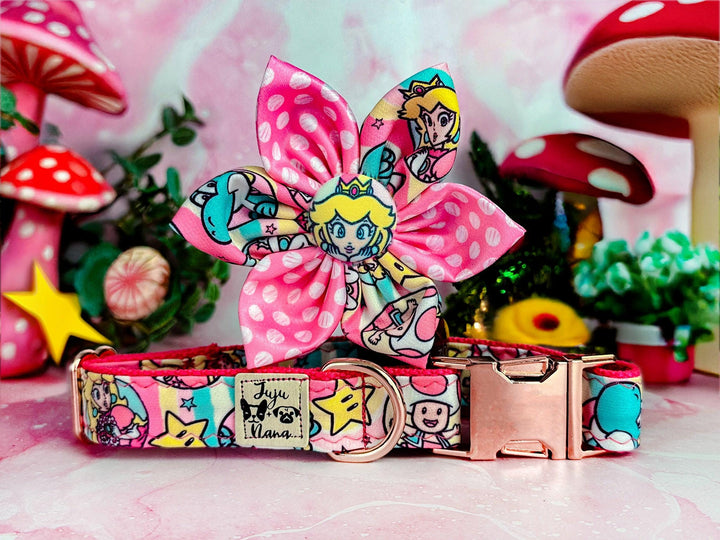 Dog collar with flower - Princess Peach