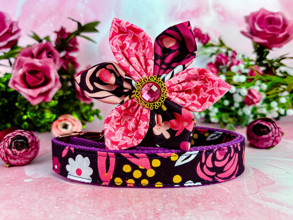 rose floral dog collar flower/ summer spring dog collar/ Fall winter dog collar/ girl large medium dog collar/ small medium large dog collar