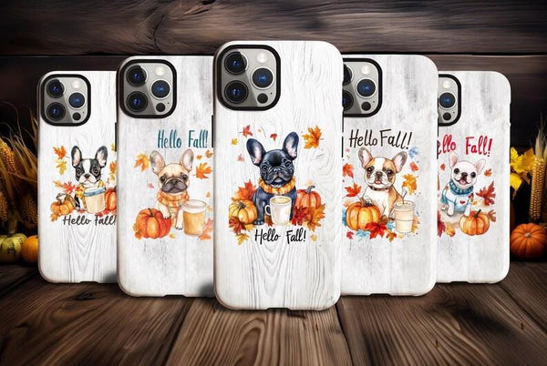 Fall French bulldog magsafe tough iPhone Case/ magnet autumn Frenchie Phone Cover/ Custom Personalized Samsung Case/ Gift for her dog lover