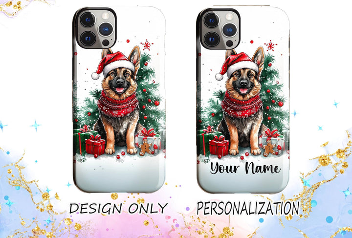 Christmas german shepherd dog Iphone case/ custom gift for dog owner lover her/ personalized winter Samsung magsafe magnet phone case cover