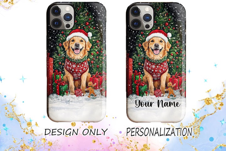 custom Christmas golden retriever dog magsafe Iphone case/ / winter Samsung tough phone cover/ personalized gift for dog owner lover for her
