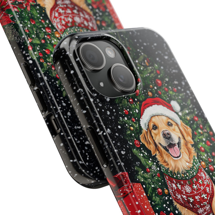 custom Christmas golden retriever dog magsafe Iphone case/ / winter Samsung tough phone cover/ personalized gift for dog owner lover for her