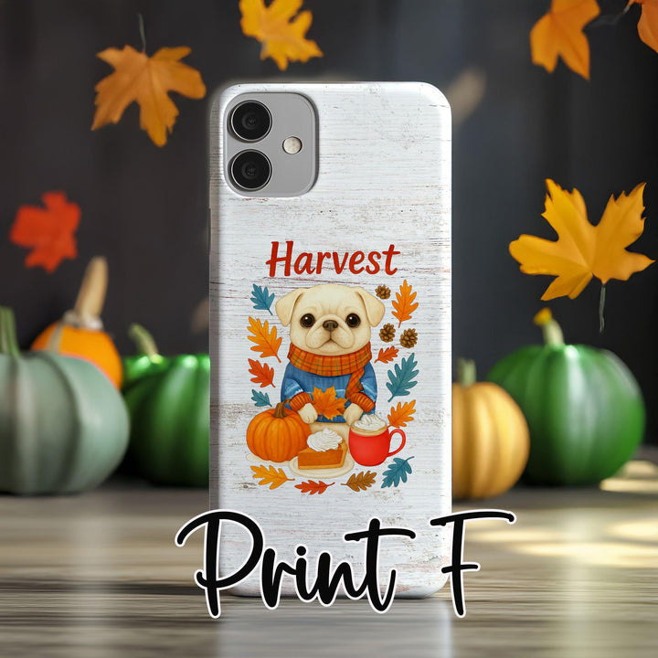 custom Autumn pug iPhone samsung Case/ Fall magsafe Phone Cover/ thanksgiving Personalized Case/ Gift for her dog lover/ harvest dog case