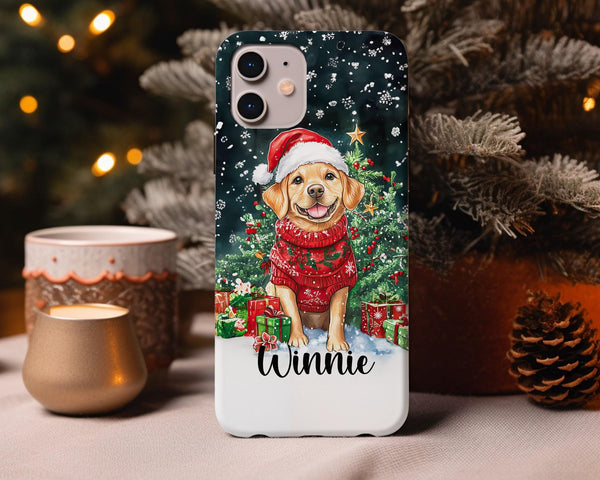 Personalized Christmas labrador retriever dog Iphone case/ custom Christmas gift for dog owner lover/ gift for her him/ Samsung phone cover