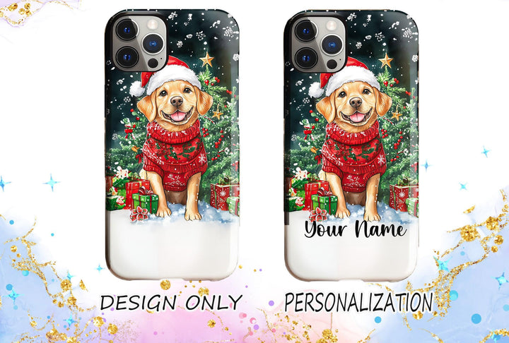 Personalized Christmas labrador retriever dog Iphone case/ custom Christmas gift for dog owner lover/ gift for her him/ Samsung phone cover