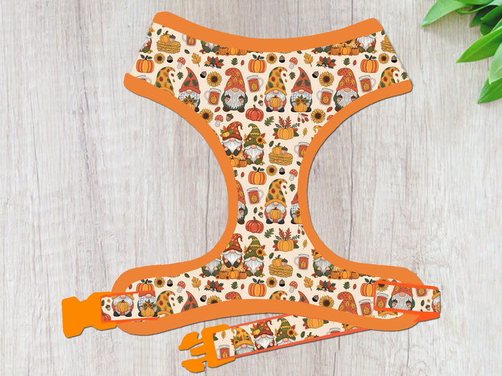 Thanksgiving gnome dog harness vest/ Fall harvest dog harness/ autumn pumpkin harness/ custom holiday boy girl harness pet accessories