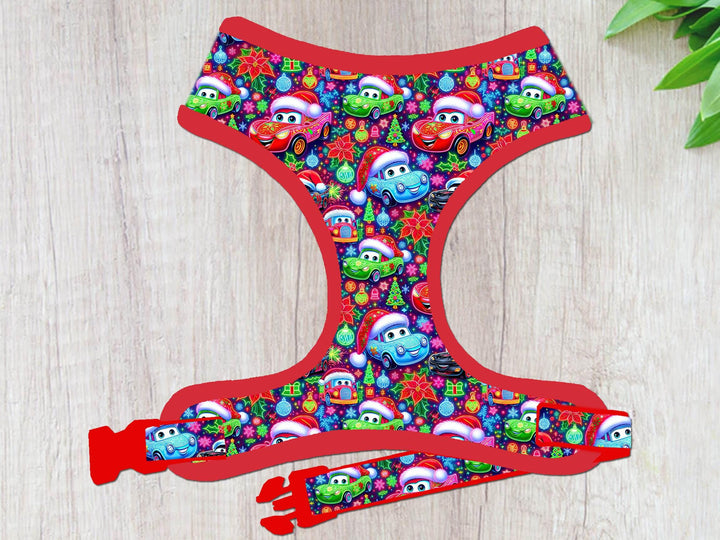 Christmas Cars dog harness vest/ boy girl dog harness/ small medium dog harness/ winter holiday harness/ designer fabric harness