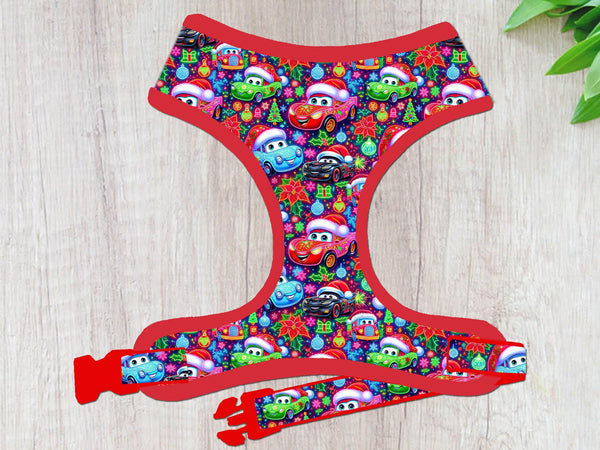 Christmas Cars dog harness vest/ boy girl dog harness/ small medium dog harness/ winter holiday harness/ designer fabric harness