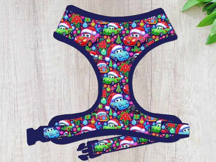Christmas Cars dog harness vest/ boy girl dog harness/ small medium dog harness/ winter holiday harness/ designer fabric harness